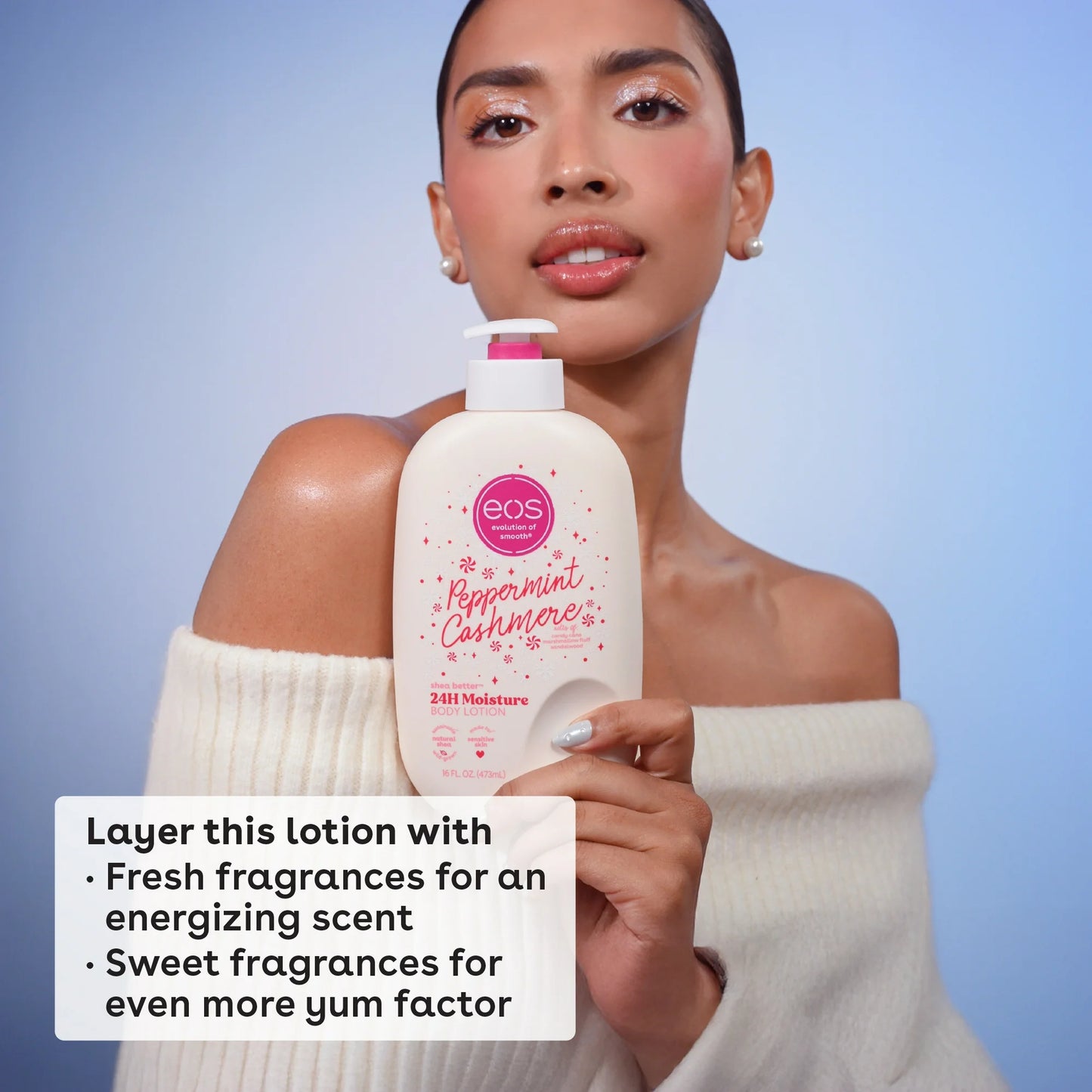EOS , 24H Moisture Body Lotion, Peppermint Cashmere, 16 fl oz-473ml