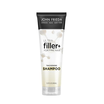John Frieda Ultra Filler+ shampoo bottle on a white background