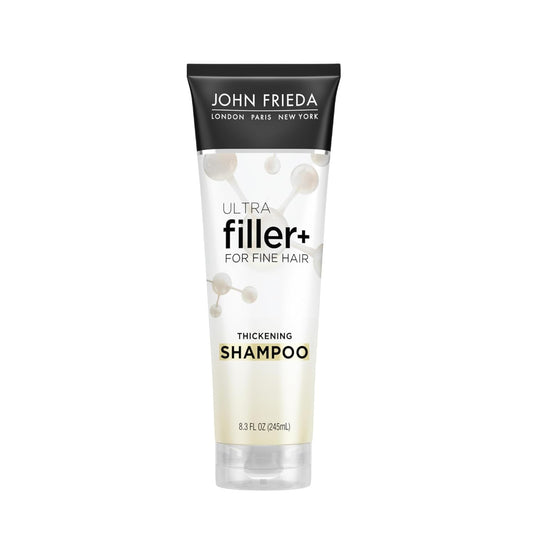 John Frieda Ultra Filler+ shampoo bottle on a white background