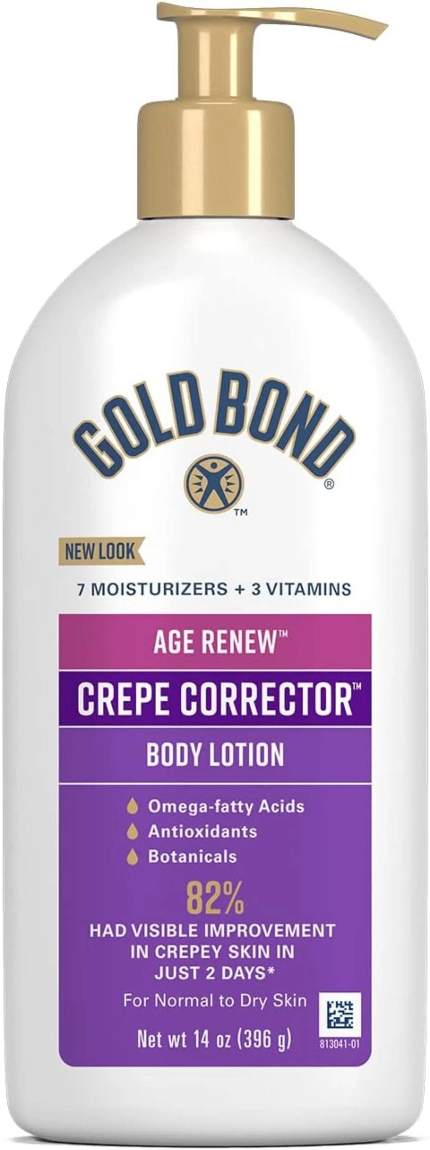 Gold Bond Age Renew Crepe Corrector body lotion bottle on a white background
