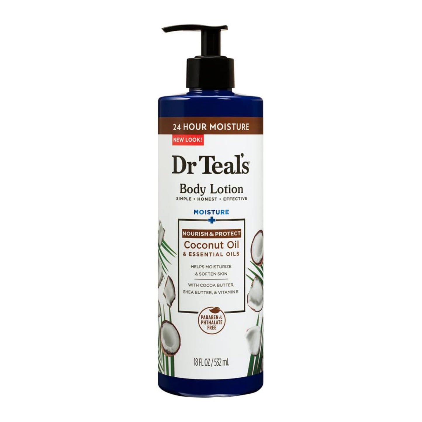 Dr Teal's, Body Lotion, 24h moisture, Coconut, Essential oils, 532ml