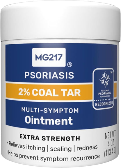 MG217- Coal Tar Ointment for Psoriasis, Extra Strength Multi Symptom Relief, Effectively Relieves Itching, Scaling, Redness  113gr