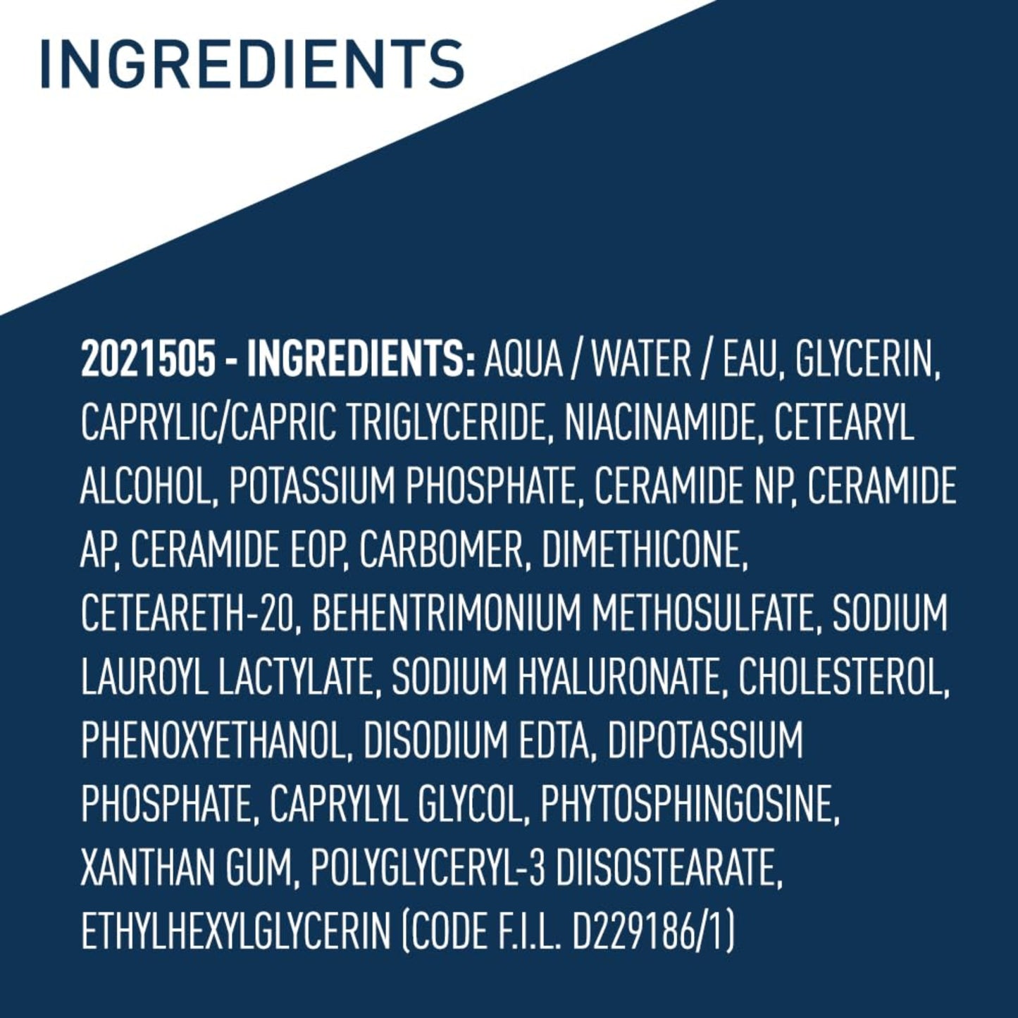 List of ingredients on a blue background