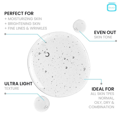 Cosmetic product with text highlighting its benefits for skin care on a white background