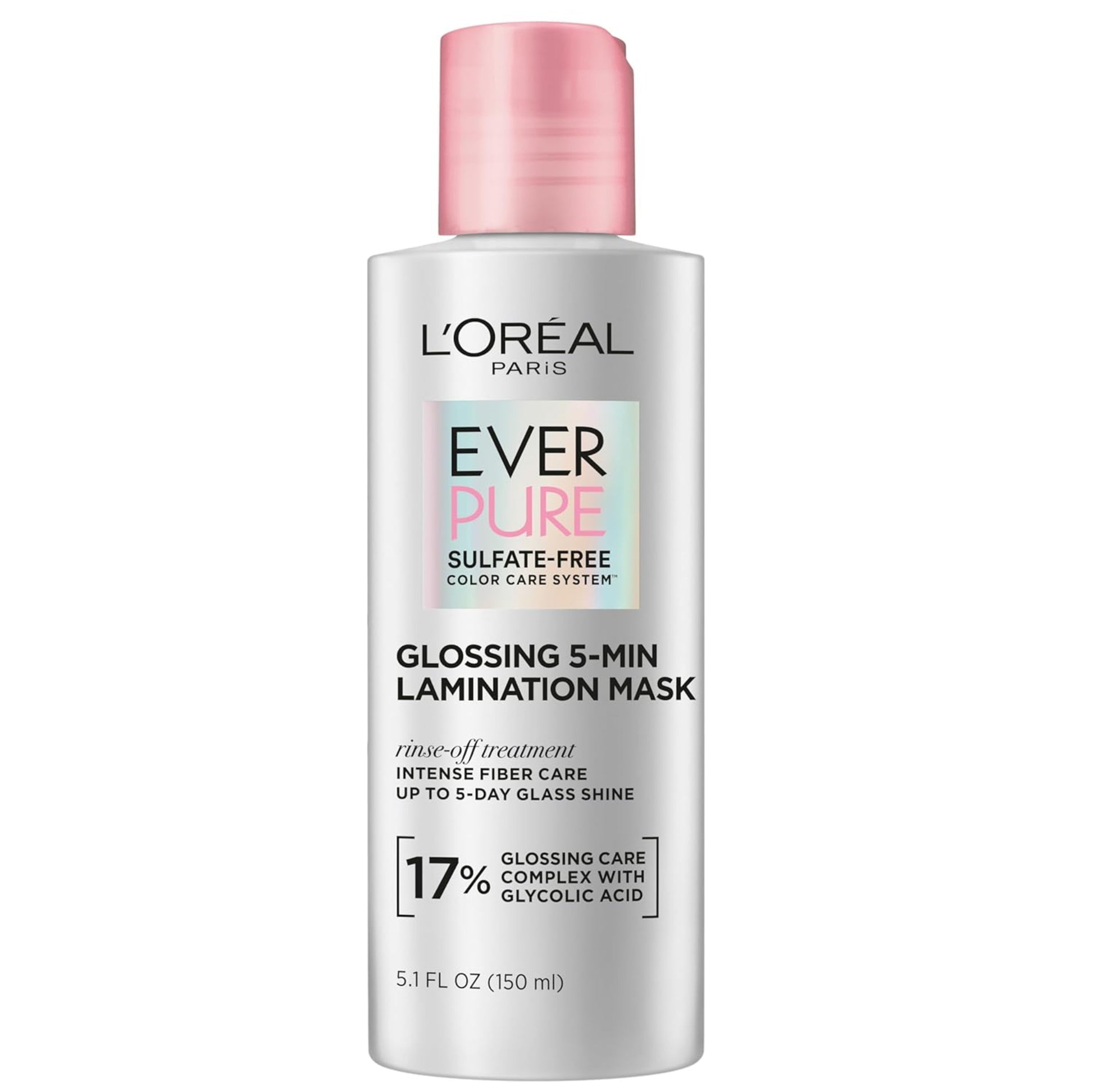L'Oreal Paris EverPure glossing 5-minute lamination mask bottle on a white background