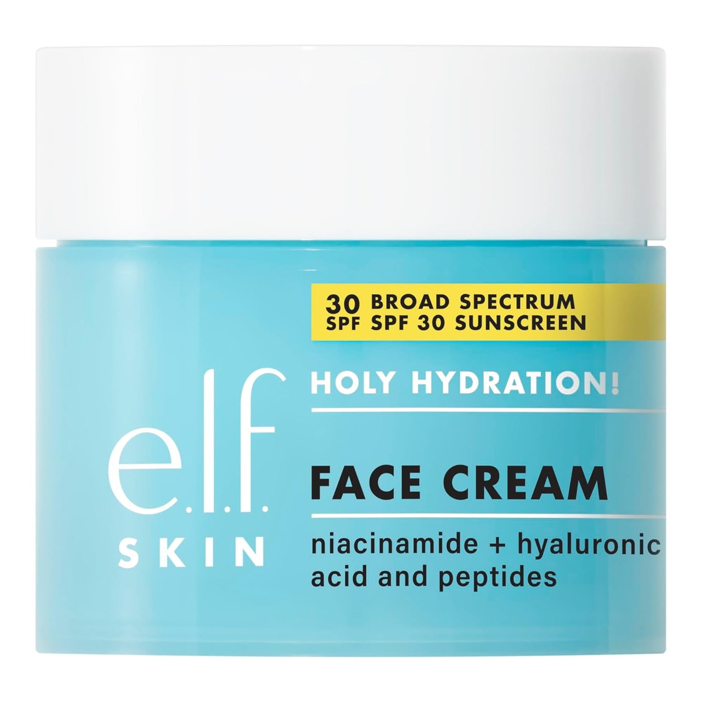 e.l.f. Skin Holy Hydration Face Cream packaging with SPF 30 on a white background