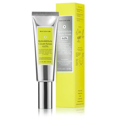 Naturium Retinaldehyde Cream Serum with packaging on a white background