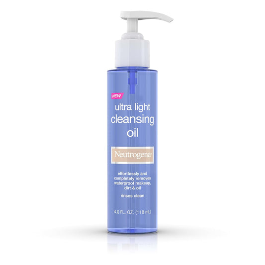 Neutrogena ultra light cleansing oil bottle on a white background