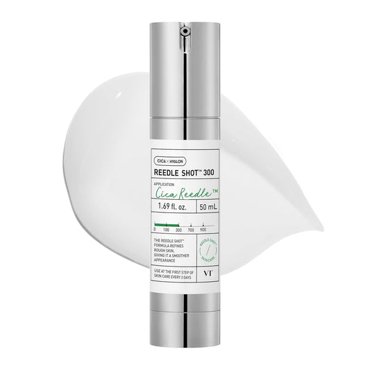 Skincare serum bottle with label on a white background