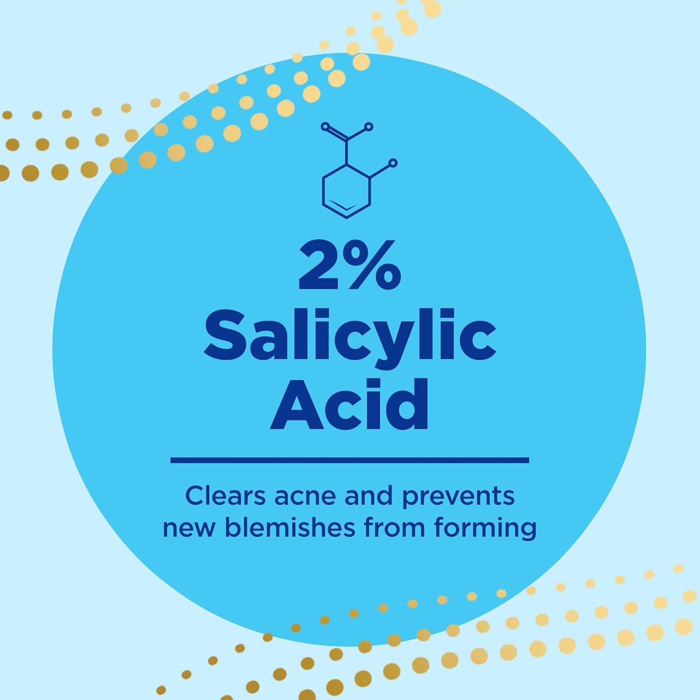 Promotional graphic for 2% Salicylic Acid with text on a blue background