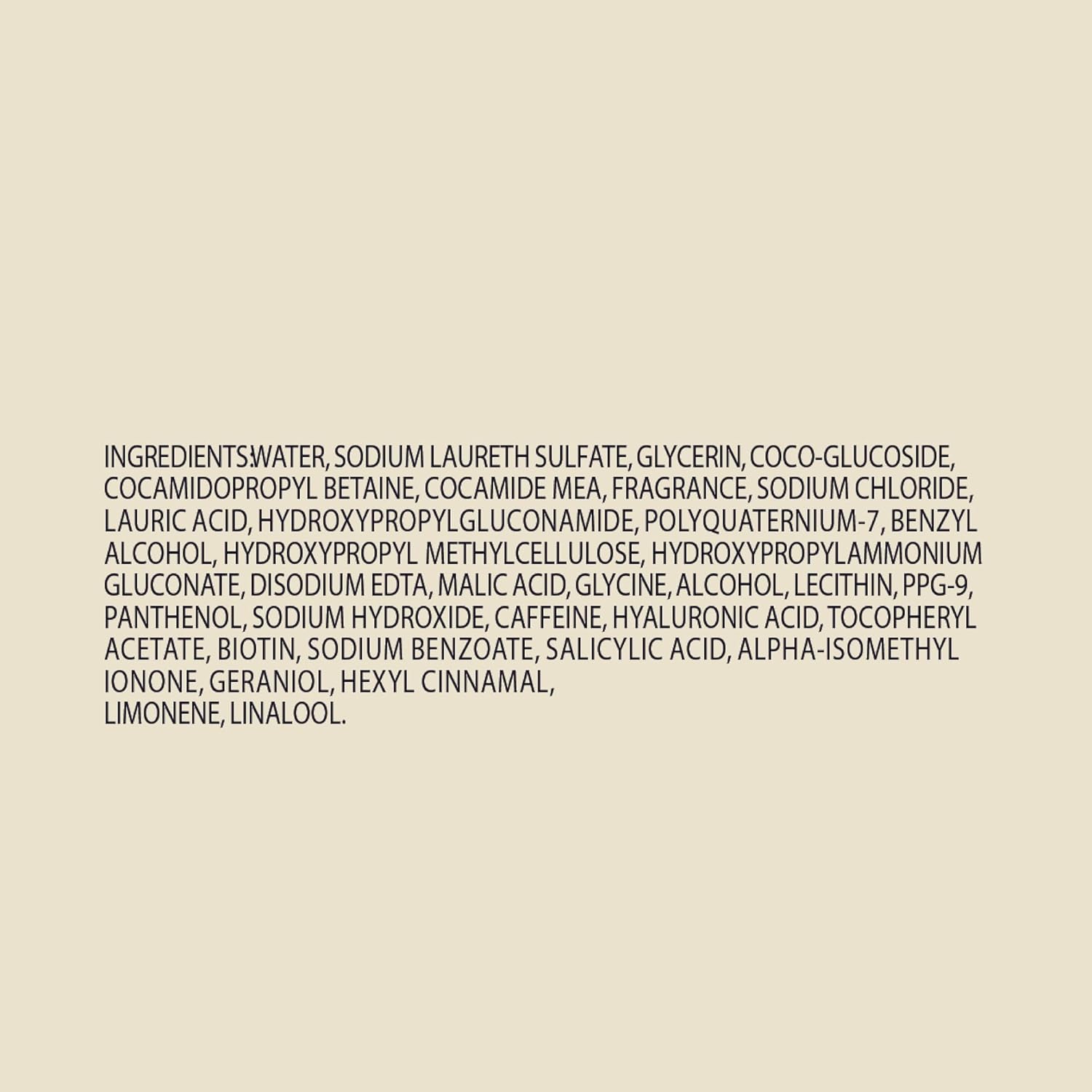 List of ingredients on a beige background