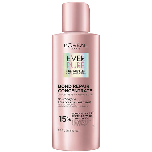 L'Oreal Paris EverPure Sulfate-Free Bond Repair Concentrate bottle on a white background