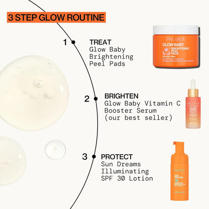 Pacifica - Glow Baby Brightening Peel Pads - 10% Glycolic Acid and Salicylic Acid Exfoliating Pads- 60 pcs