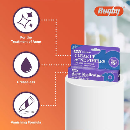 Rugby Acne -Treatment BENZOYL Peroxide Gel 5,- 1.5 oz( 42.5 gr)