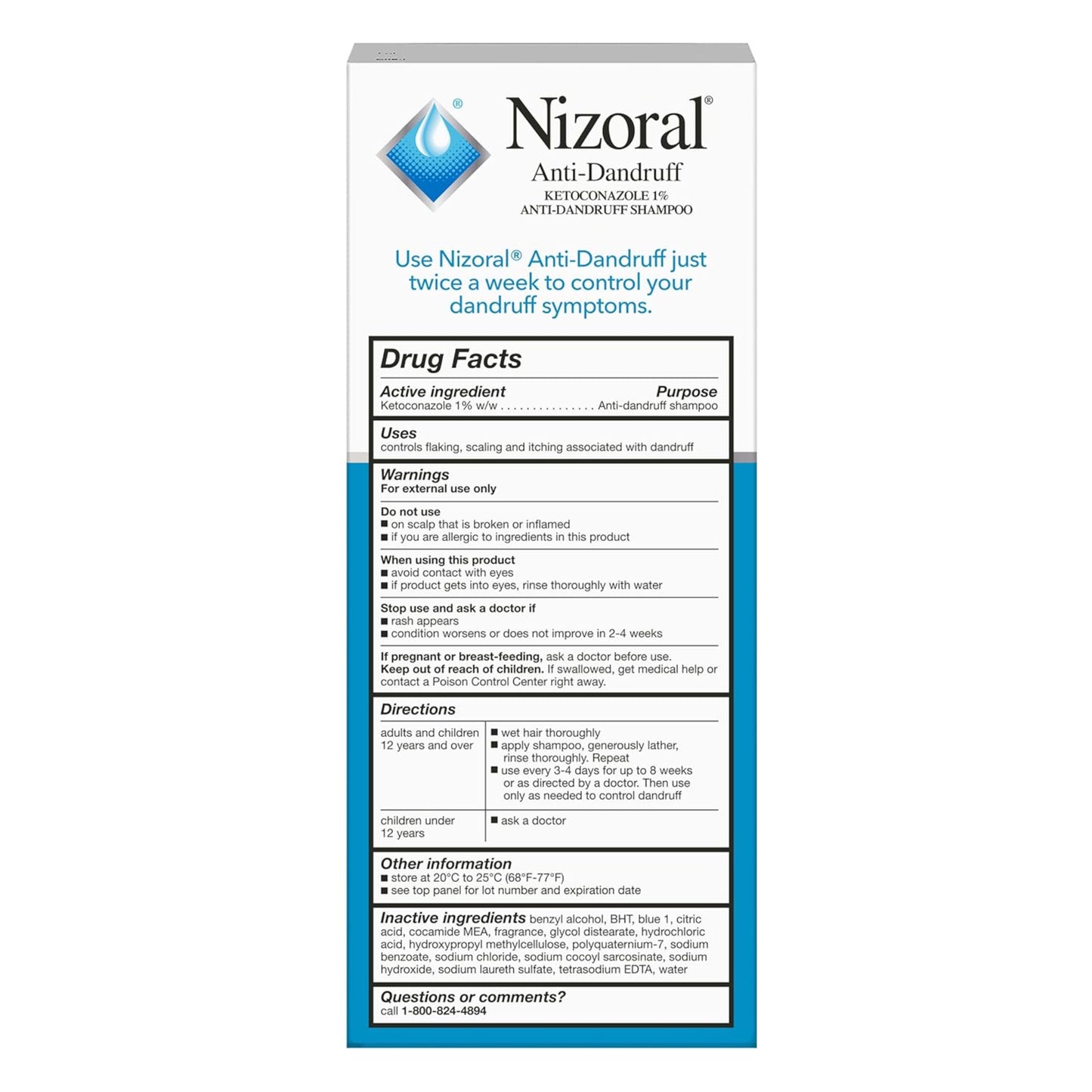 Champú anticaspa y anticaída Nizoral con ketoconazol al 1% (200 ml)