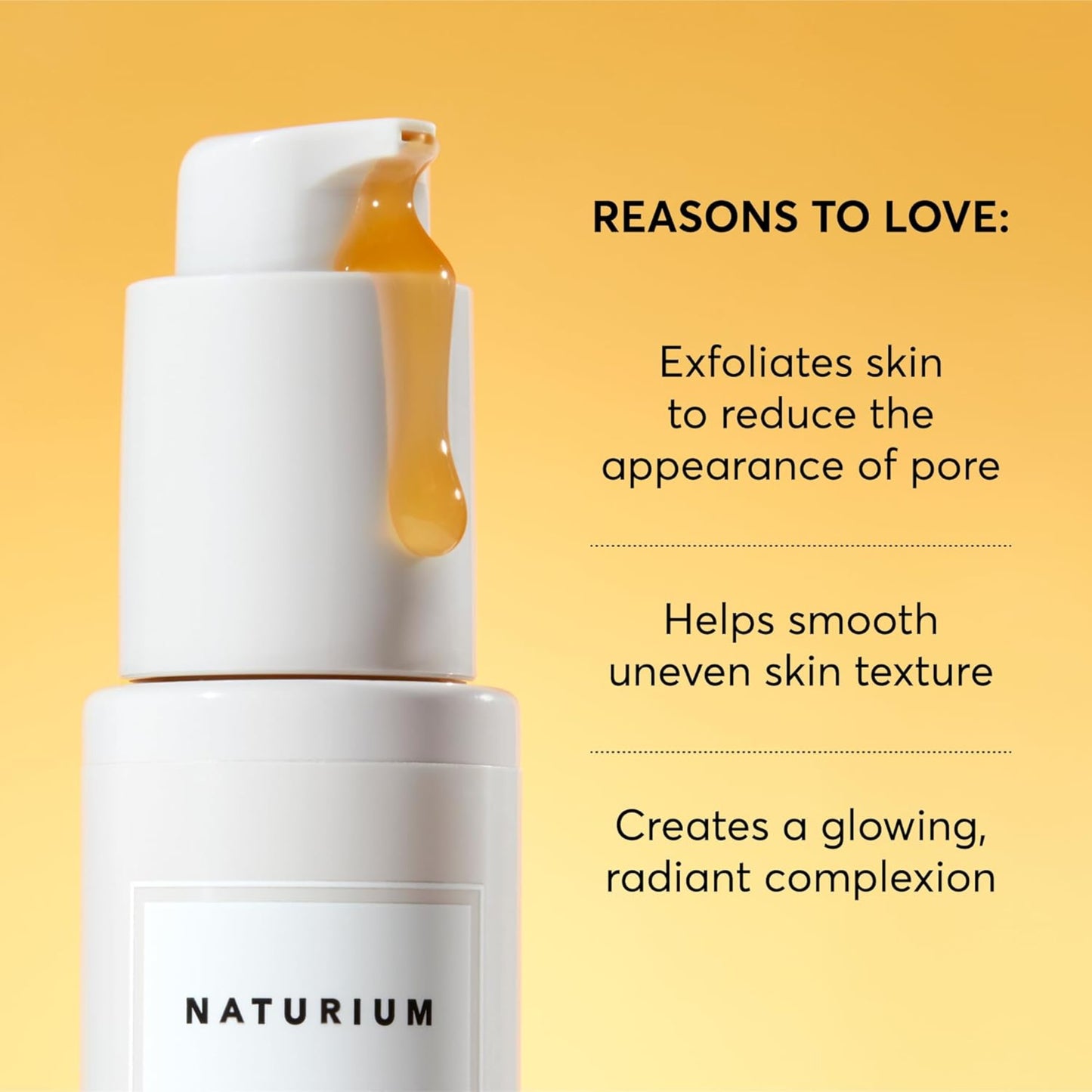 Skincare product with text on a yellow background