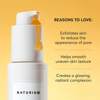 Skincare product with text on a yellow background