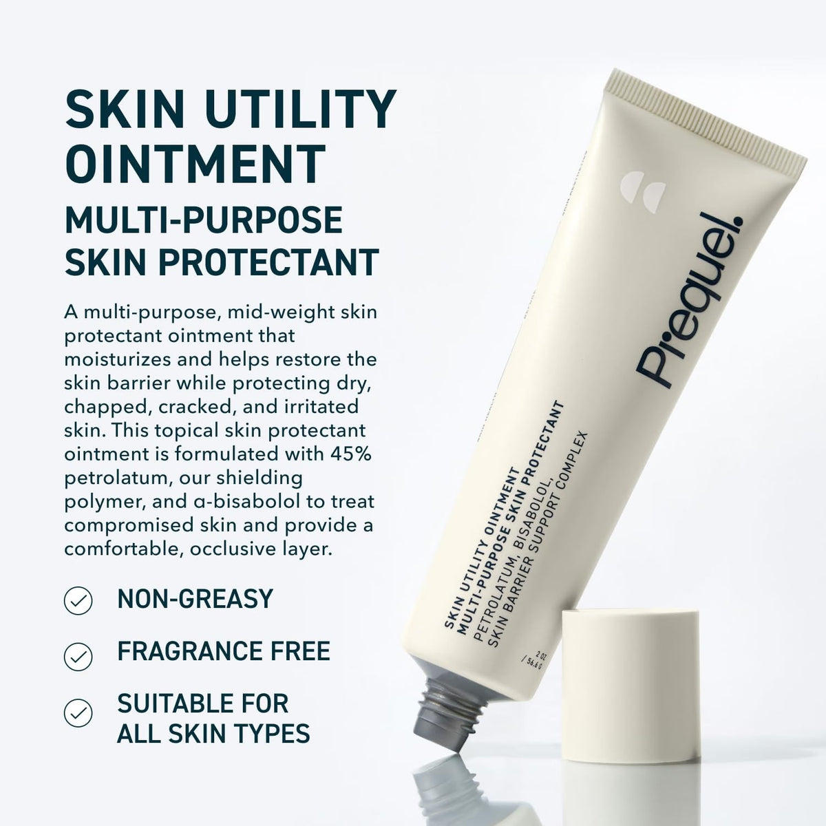Prequel Skin Utility Ointment – 45% Petrolatum Moisturizing Skin Protectant 56.6gr - Antiaging Cosmetics
