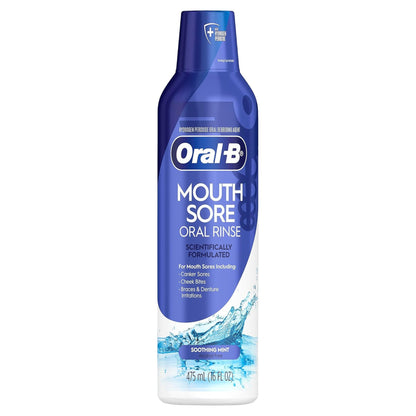 Oral-B Mouth Sore Oral Rinse bottle on a white background