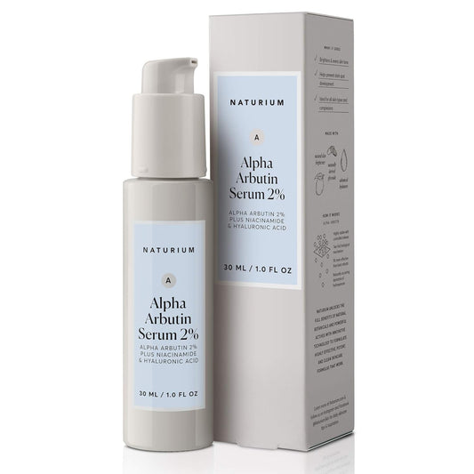 Naturium Alpha Arbutin Serum 2% bottle and box on a white background