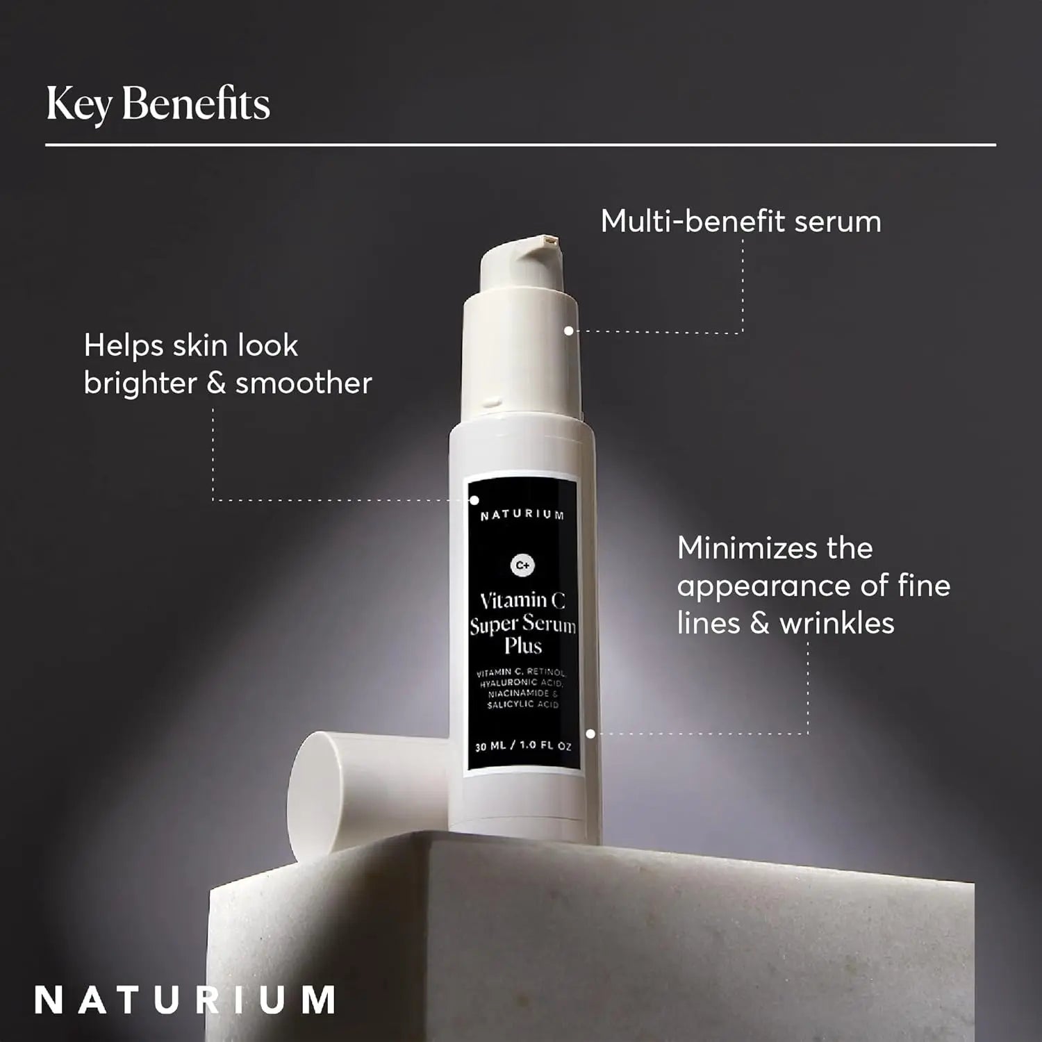 Naturium Vitamin C Super Serum Plus, Retinol, Hyaluronic Acid, Niacinamide & Salicylic Acid,30ml - Antiaging Cosmetics