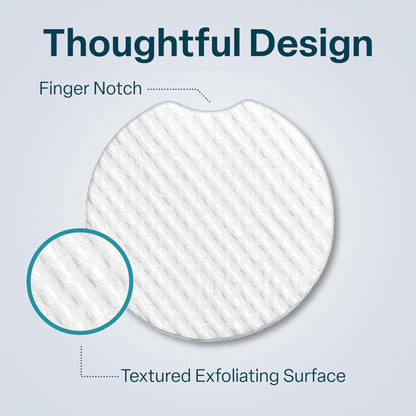 Textured exfoliating surface with finger notch design on a light gray background
