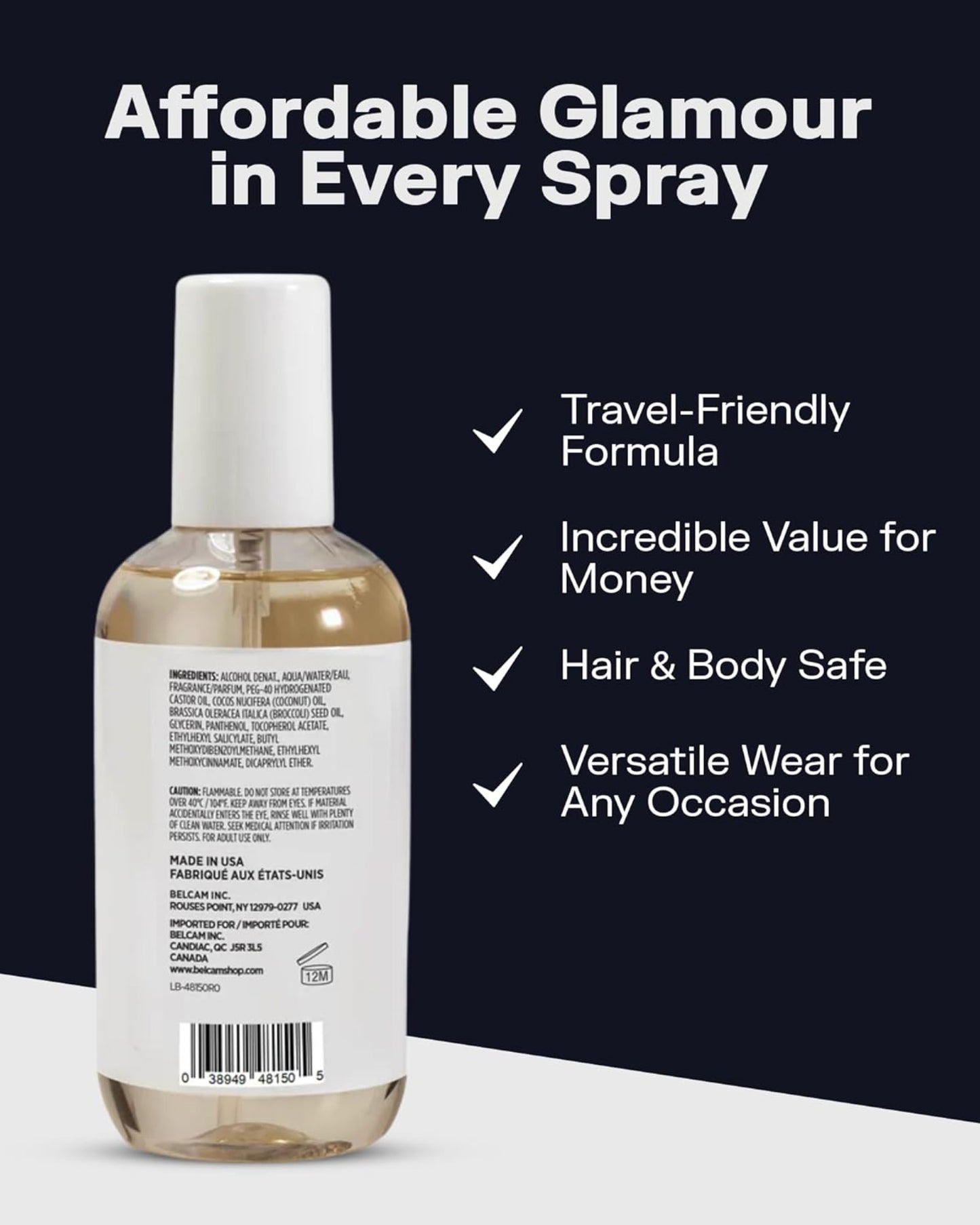 Parfums Belcam -KINDA I’m Warm & Sweet Hair & Body Mist,our Version of Baccarat Rouge 5400-255ml