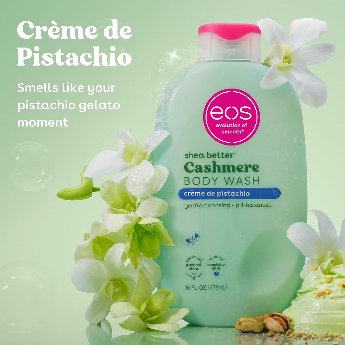 eos Cashmere Body Wash – Creme de Pistachio, Moisturizing Shower Gel 473ml EOS