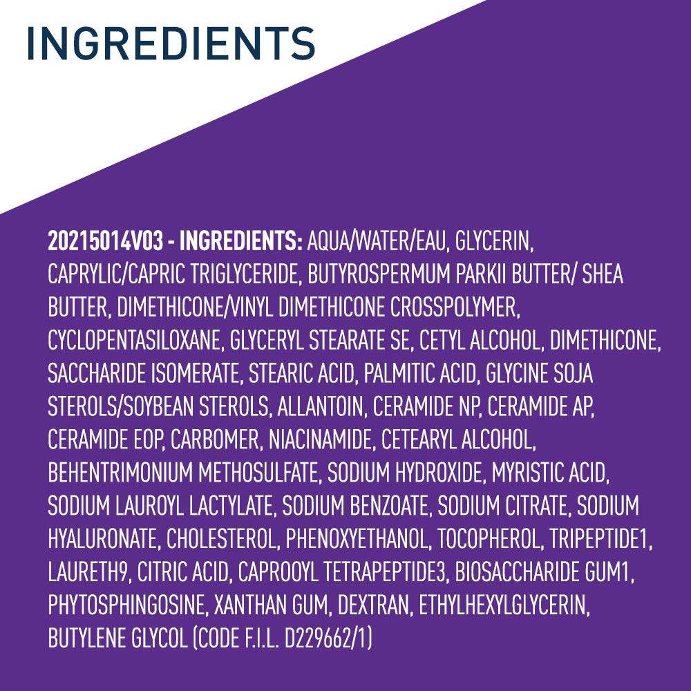 List of ingredients on a purple background