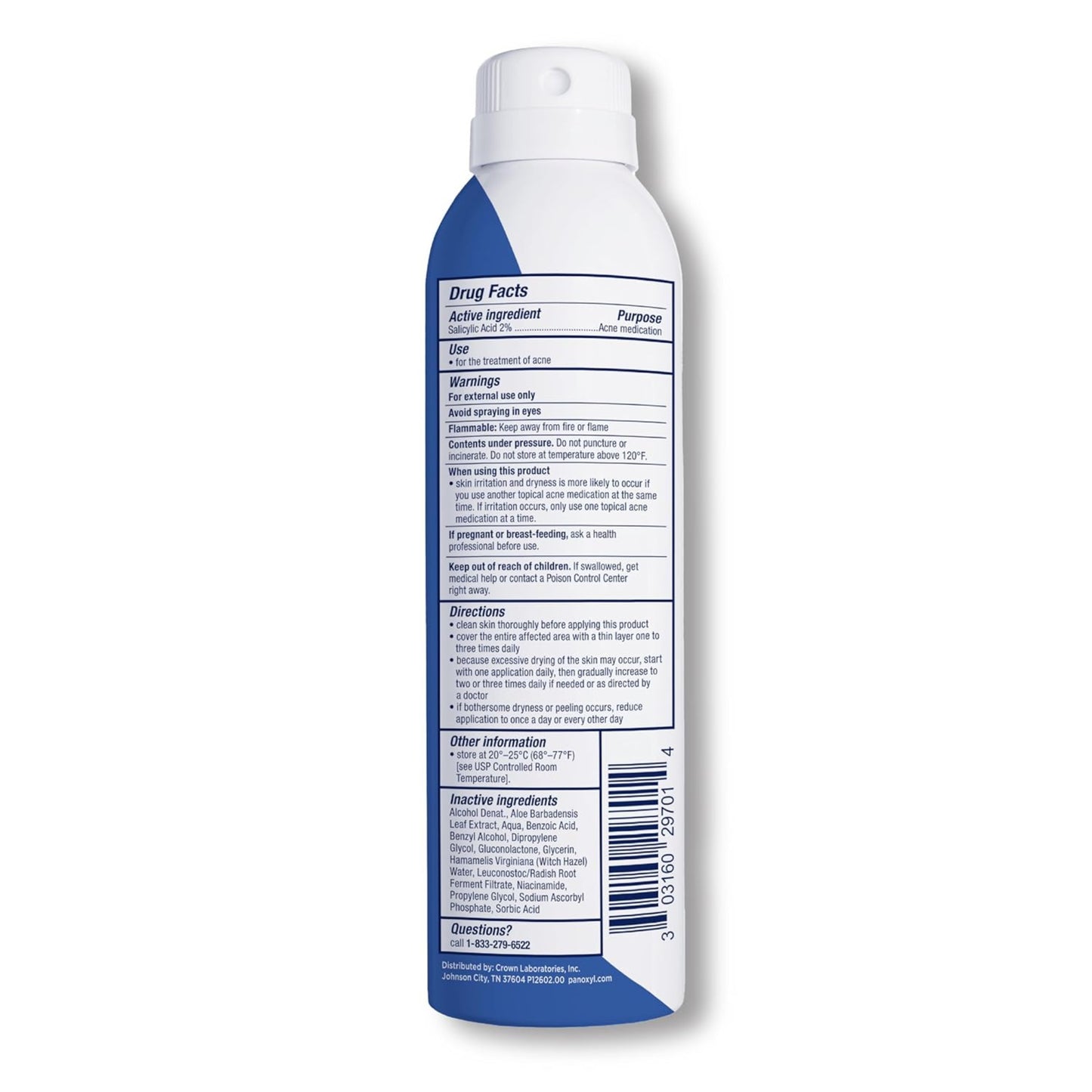 Aerosol can with a detailed label on a white background