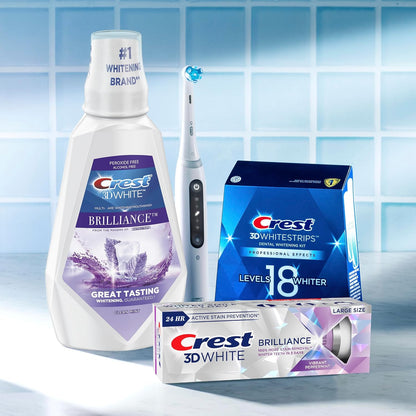 Crest Mouthwash/Mouth Rinse, 3D White Brilliance Whitening, Alcohol Free, Clean Mint-1L