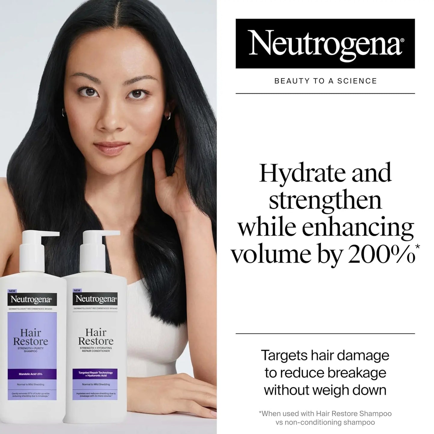 Neutrogena Hair Restore Hydrating Repair Conditioner – Hyaluronic Acid, Anti-Breakage, Sulfate-Free, 385ml - Antiaging Cosmetics