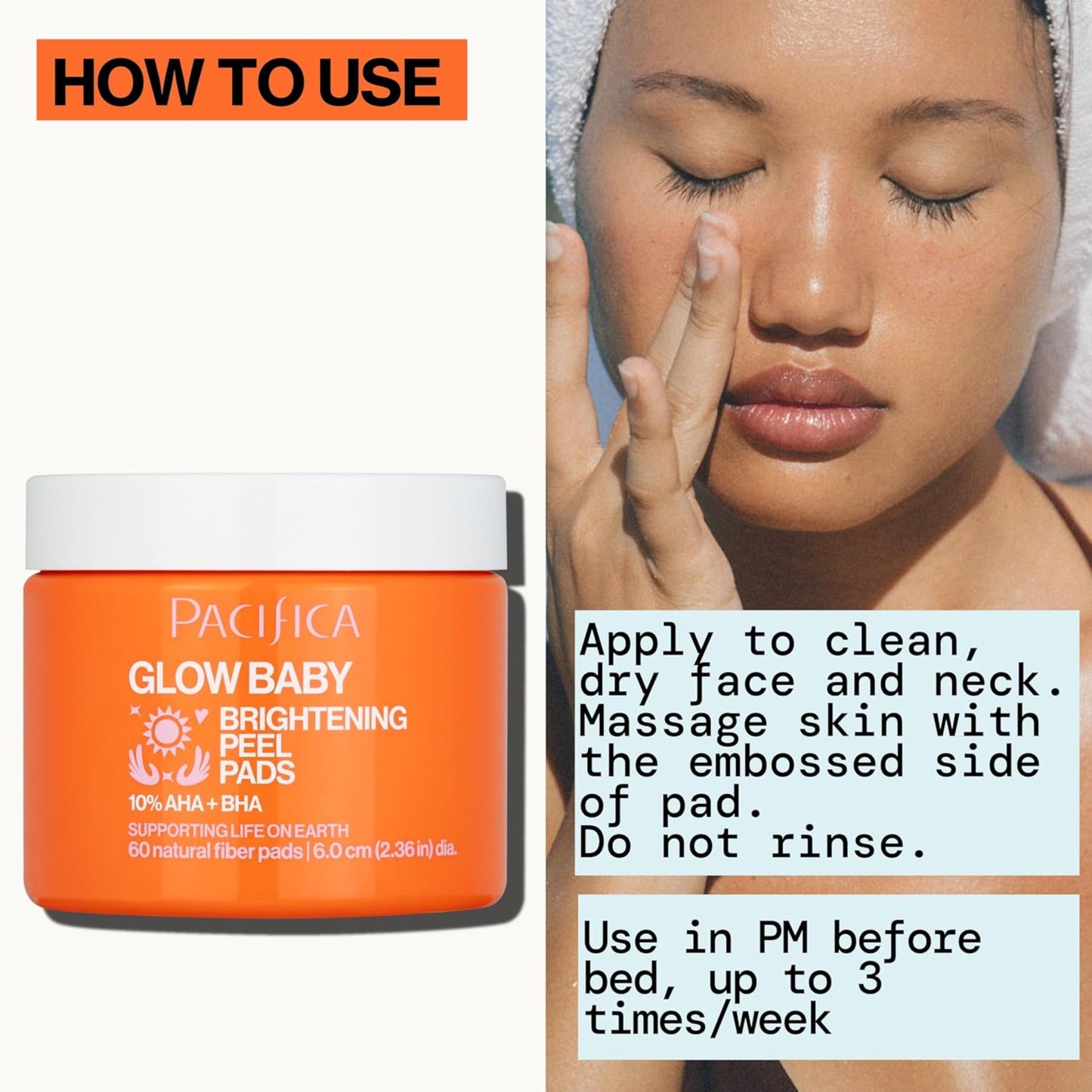 Pacifica - Glow Baby Brightening Peel Pads - 10% Glycolic Acid and Salicylic Acid Exfoliating Pads- 60 pcs