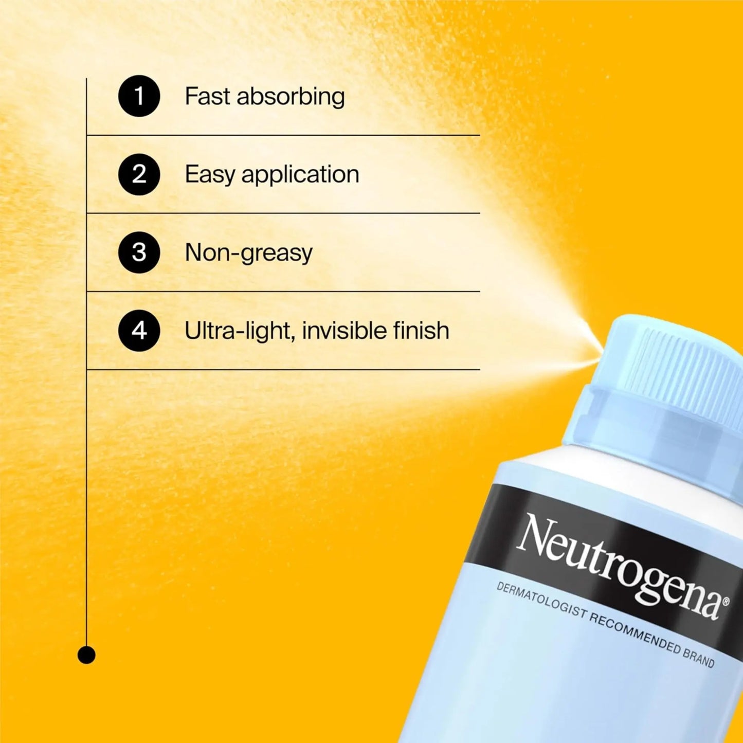 Neutrogena bottle with product features on a yellow background