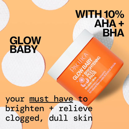 Pacifica - Glow Baby Brightening Peel Pads - 10% Glycolic Acid and Salicylic Acid Exfoliating Pads- 60 pcs