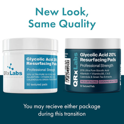 QRXLabs - Glycolic Acid 20% Resurfacing Pads for Face & Body-50 pcs