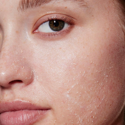 Close-up of a person's face with visible skin texture