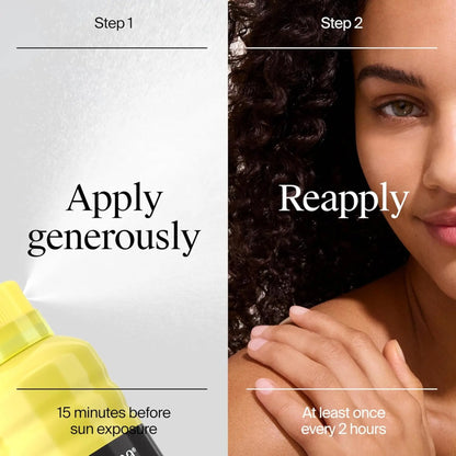 Cosmetic product application instructions with a woman's face and text on a white background