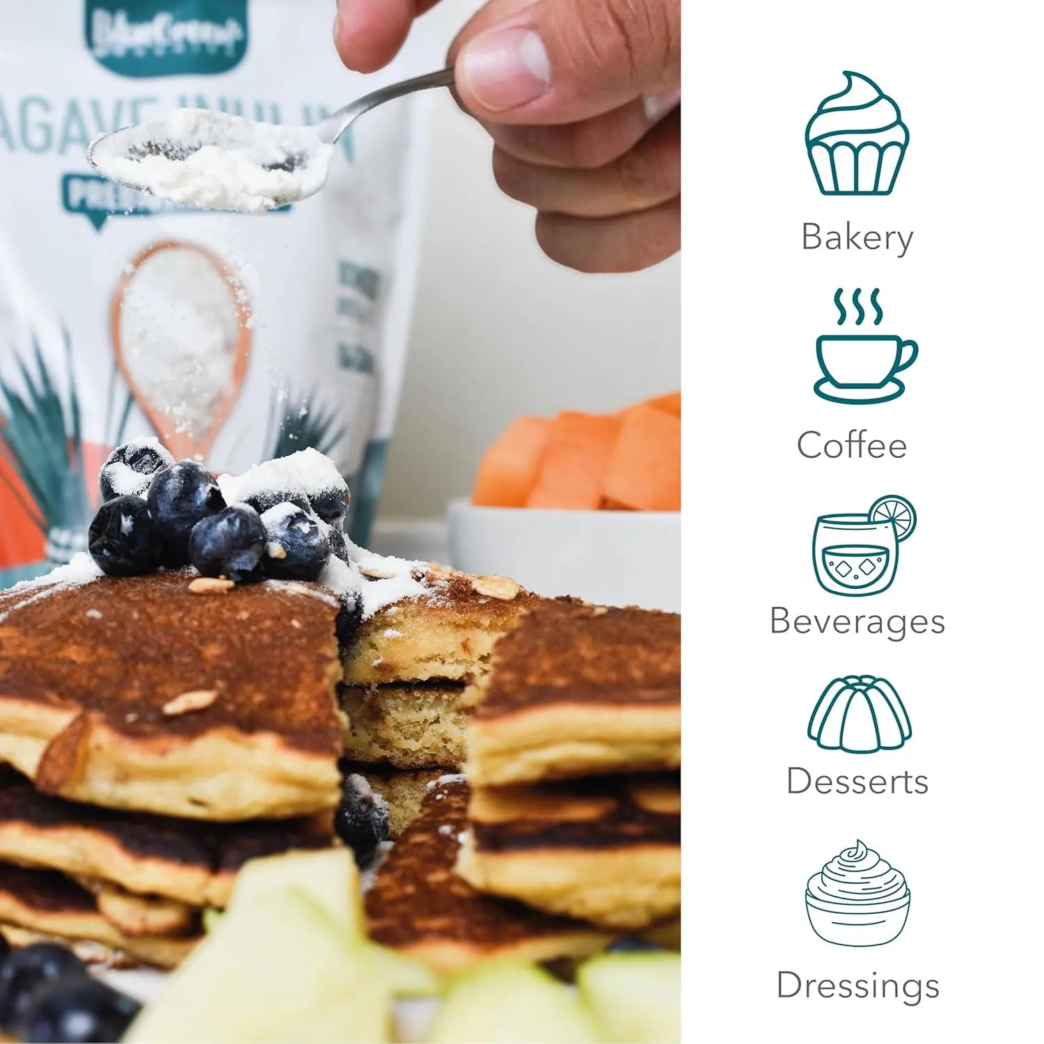 BLUEGREEN Organics, Organic Agave Inulin Powder, for coffee, beverages or baking, 350gr Bluegreen Organics