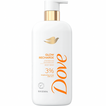 Dove body wash bottle with pump on a white background