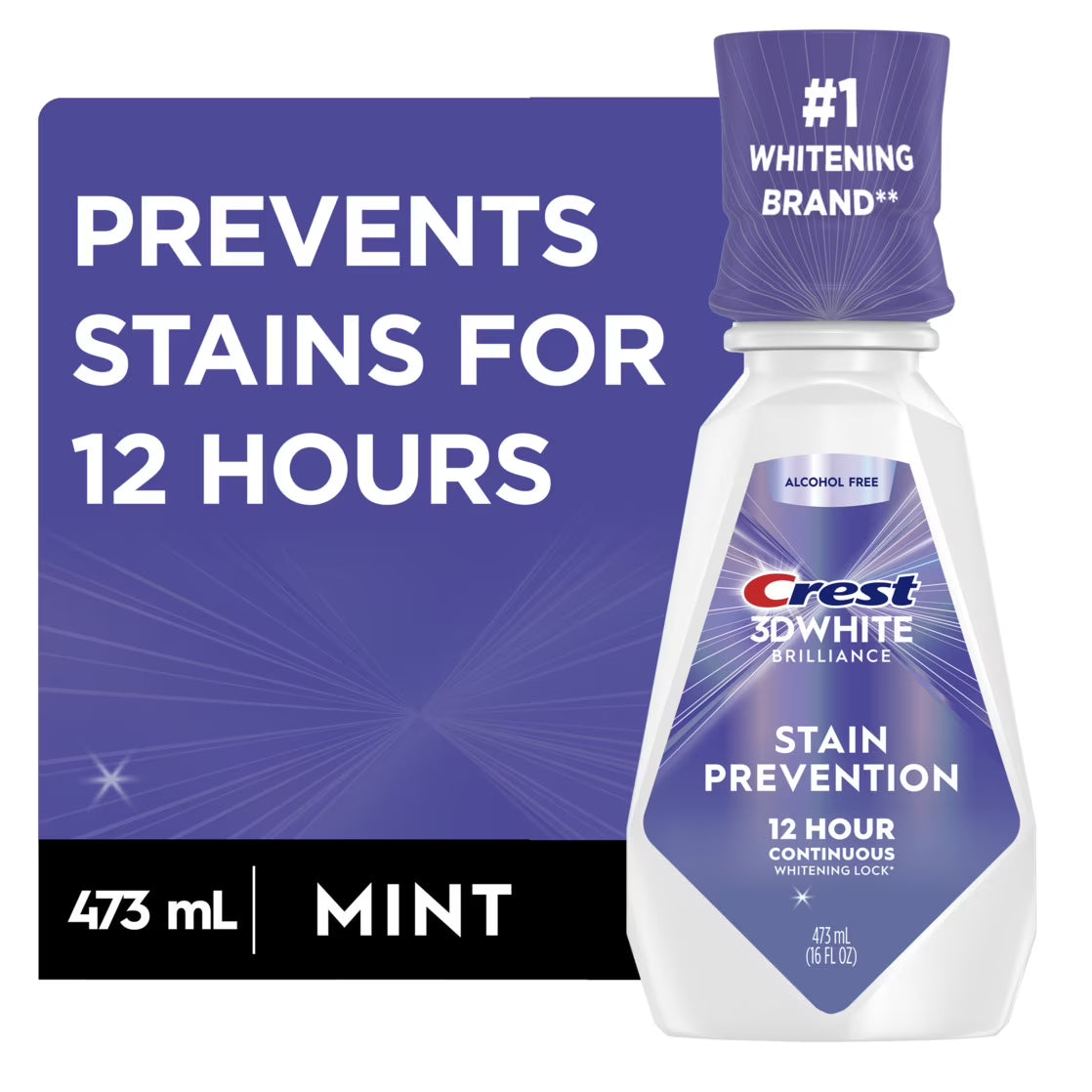 Crest 3D White Brilliance Stain Prevention Mouthwash Rinse -473 mL