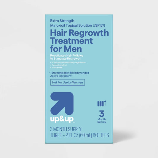 Men's Unscented Minoxidil 5% Hair Regrowth Treatment - 3 Bottles, 3 Month Supply - Antiaging Cosmetics