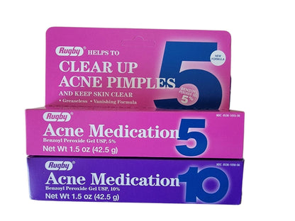 Three boxes of Rugby Acne Medication 5 on a white background