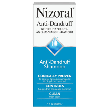 Nizoral Anti-Dandruff Shampoo packaging on a white background