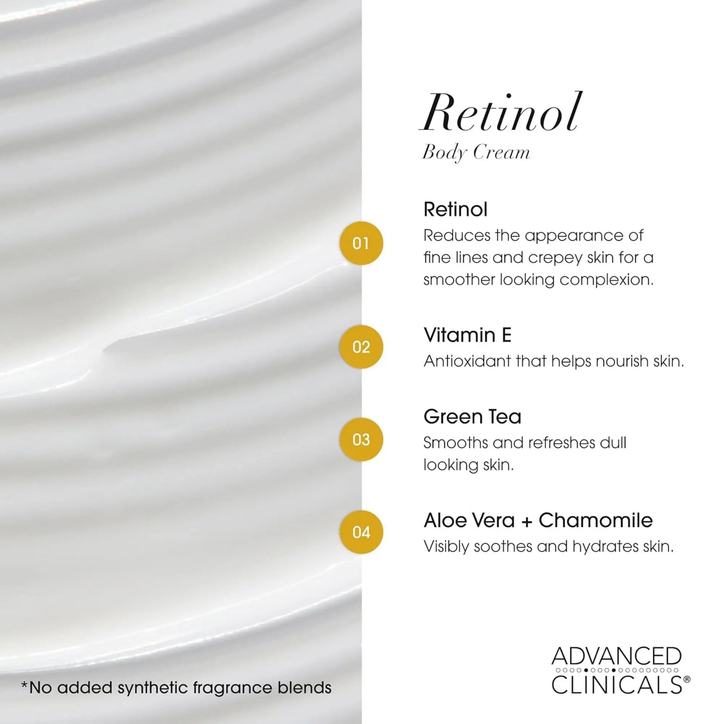 Advanced Clinicals - Retinol Firming body cream - 454gr - Antiaging Cosmetics