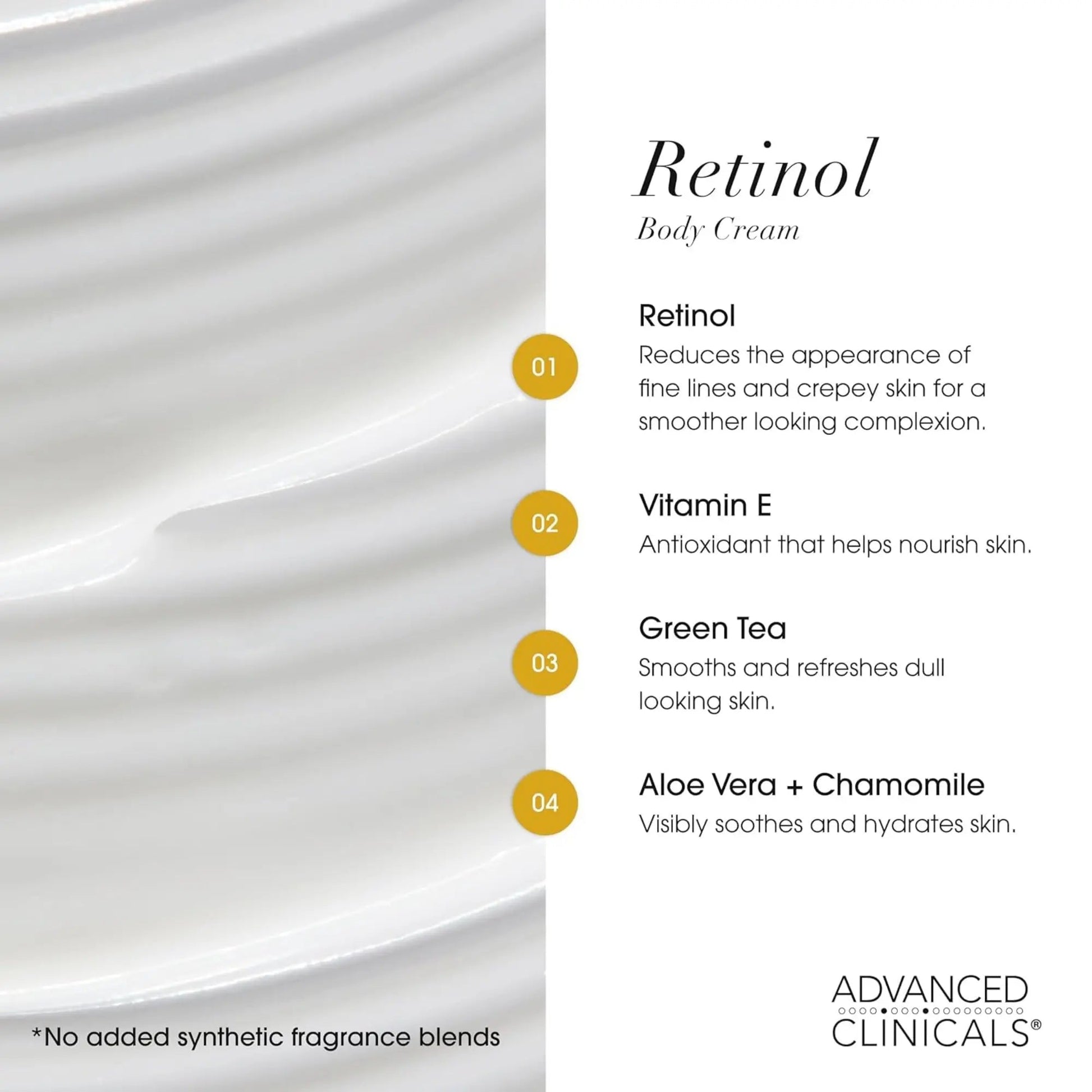 Advanced Clinicals - Retinol Firming body cream - 454gr - Antiaging Cosmetics