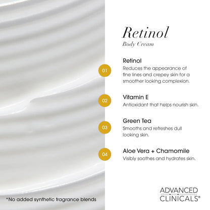 Advanced Clinicals - Retinol Firming body cream - 454gr - Antiaging Cosmetics