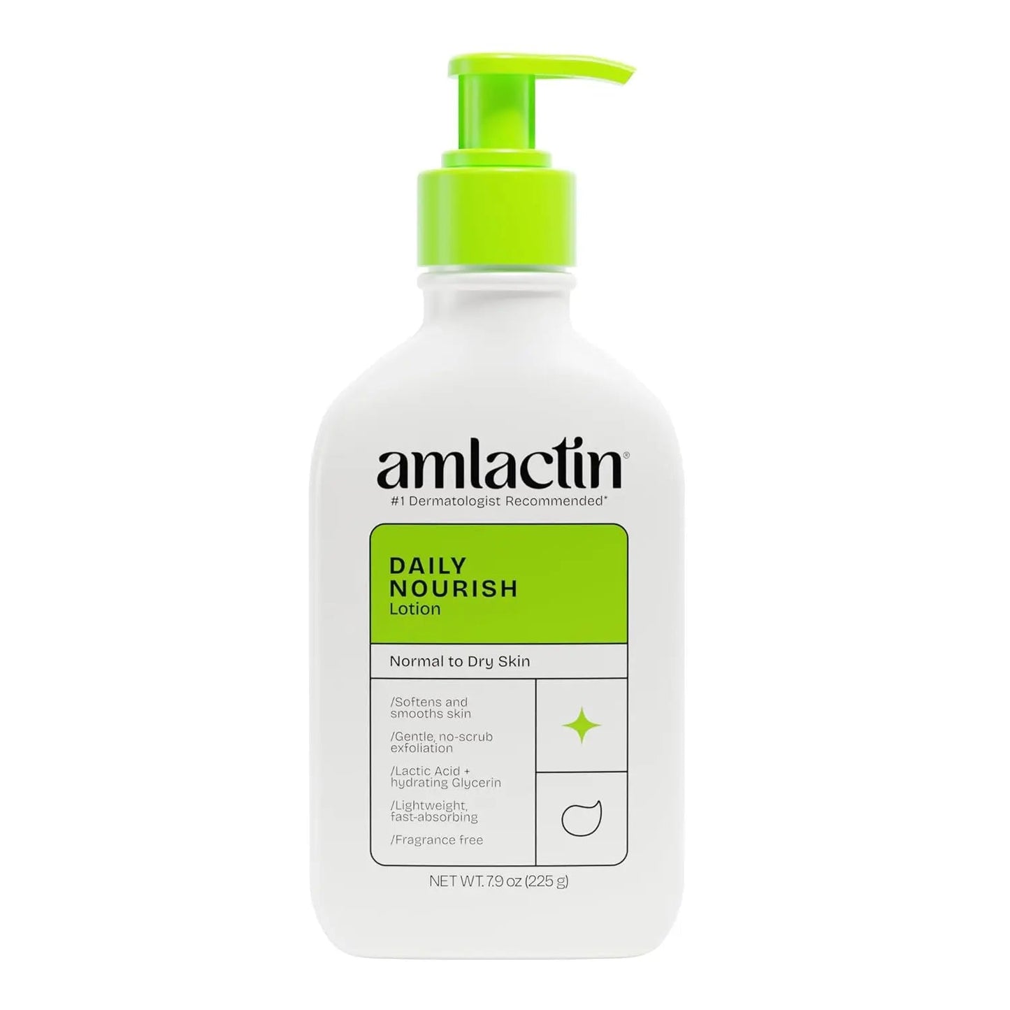Exfoliating Moisturizer with 12% Lactic Acid 225gr - AmLactin Daily Nourish Body Lotion - Antiaging Cosmetics
