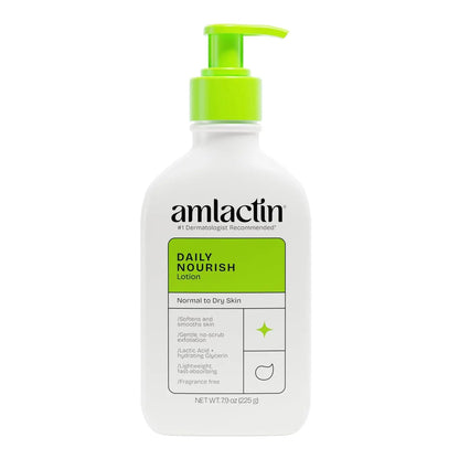 Exfoliating Moisturizer with 12% Lactic Acid 225gr - AmLactin Daily Nourish Body Lotion - Antiaging Cosmetics