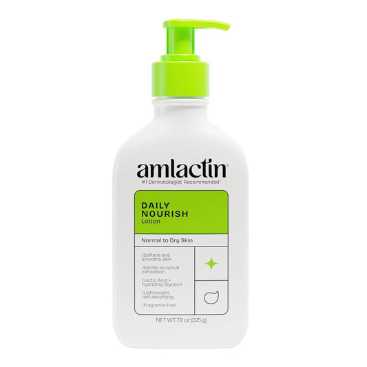 Exfoliating Moisturizer with 12% Lactic Acid 225gr - AmLactin Daily Nourish Body Lotion - Antiaging Cosmetics